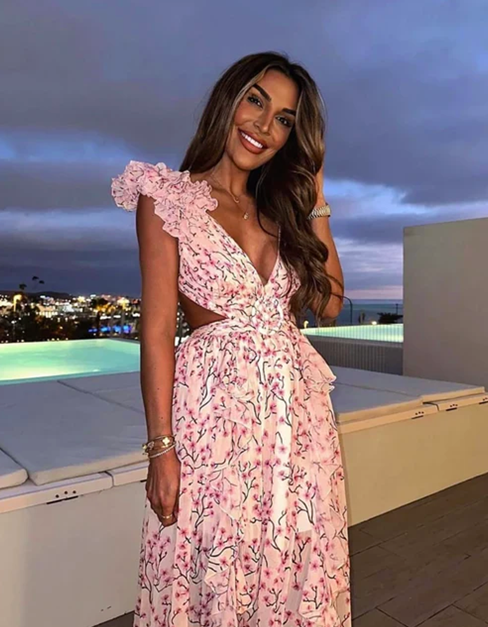 Vestido Longo Com Decote Em V Tania