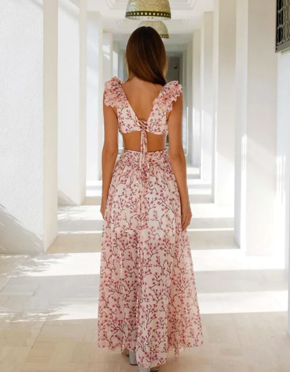 Vestido Longo Com Decote Em V Tania