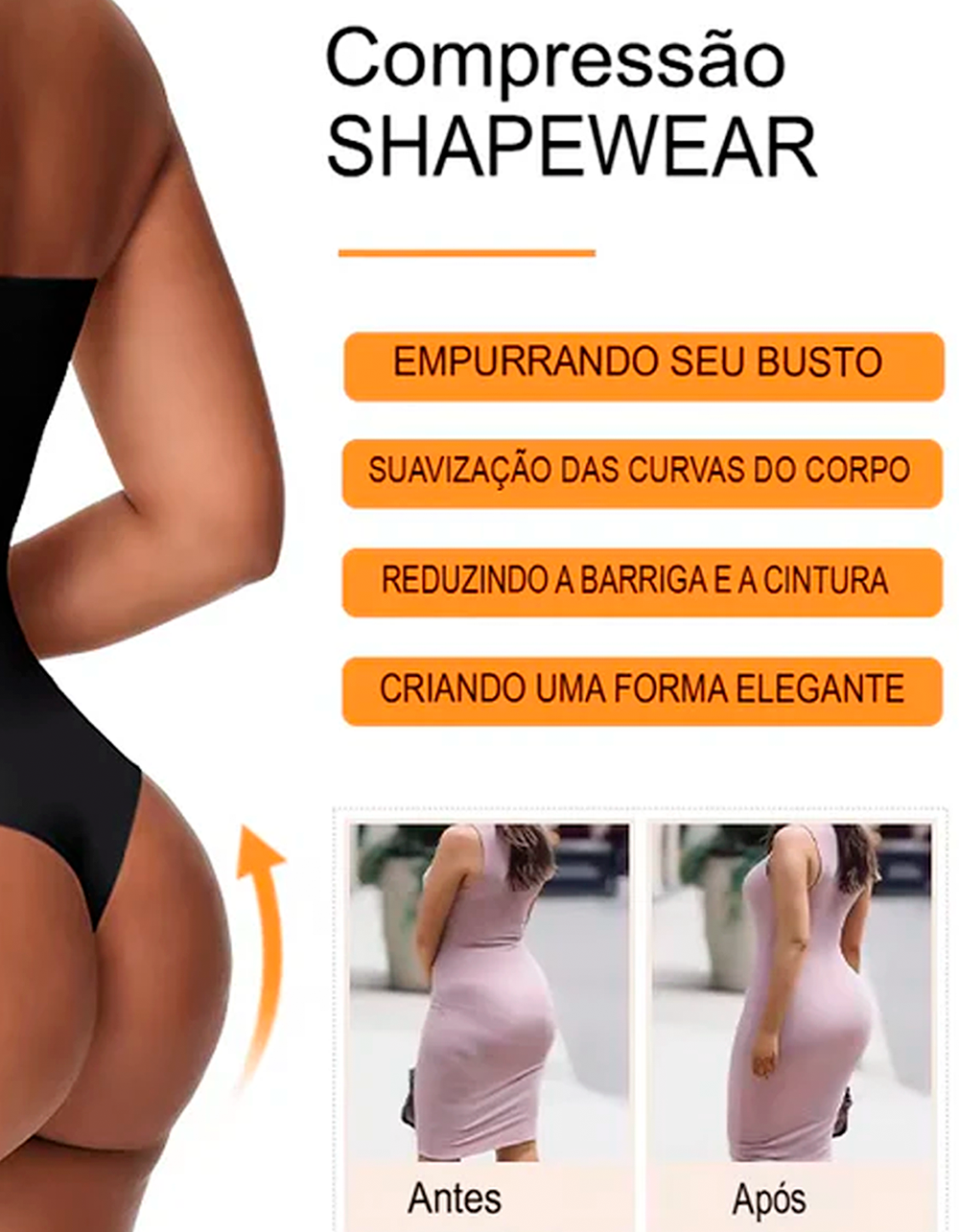 Body Modelador de Barriga e Levanta Bumbum Eva