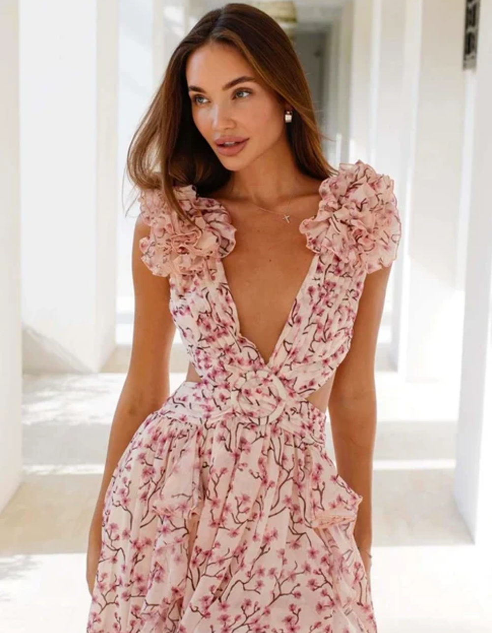 Vestido Longo Com Decote Em V Tania