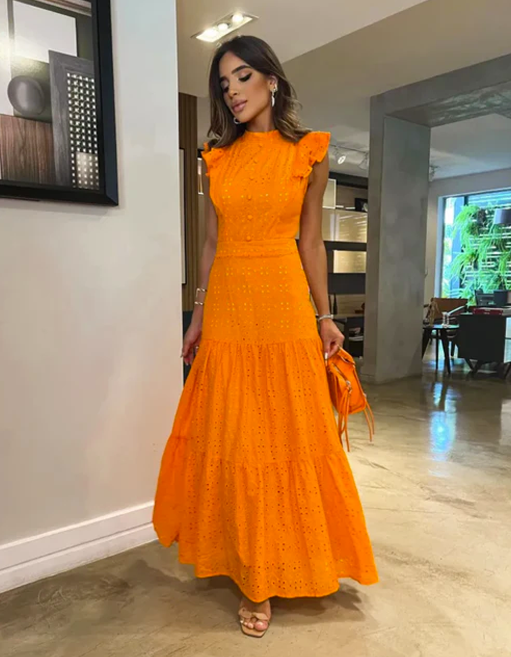 Vestido Longo Babados Thaynara