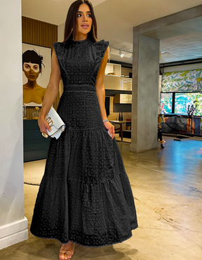 Vestido Longo Babados Thaynara