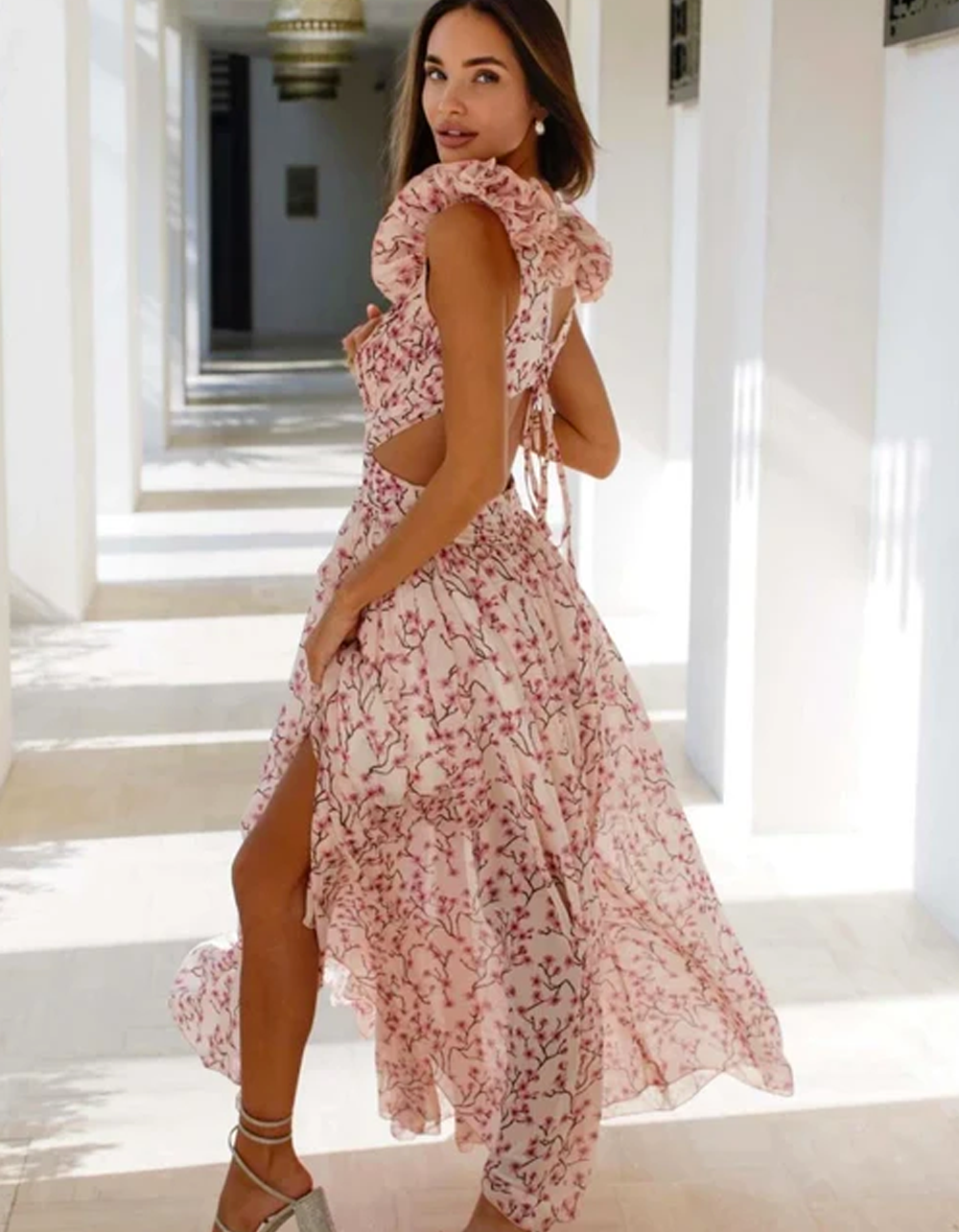 Vestido Longo Com Decote Em V Tania