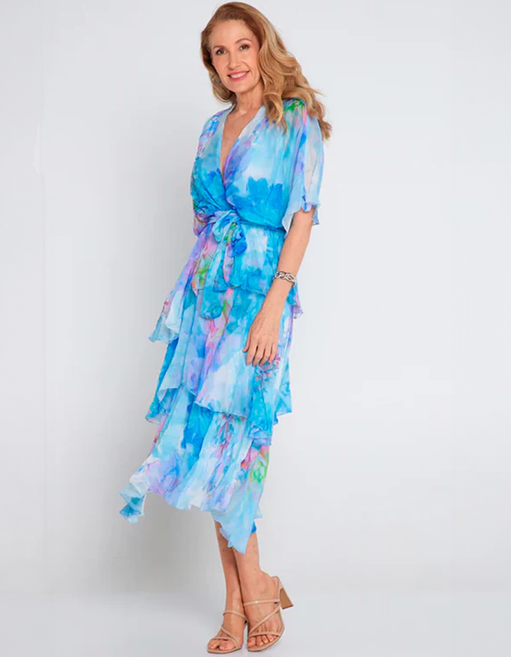 Vestido Estampado Em Camadas Rania
