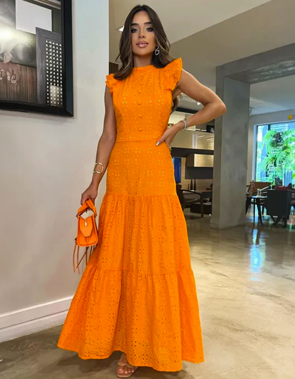 Vestido Longo Babados Thaynara